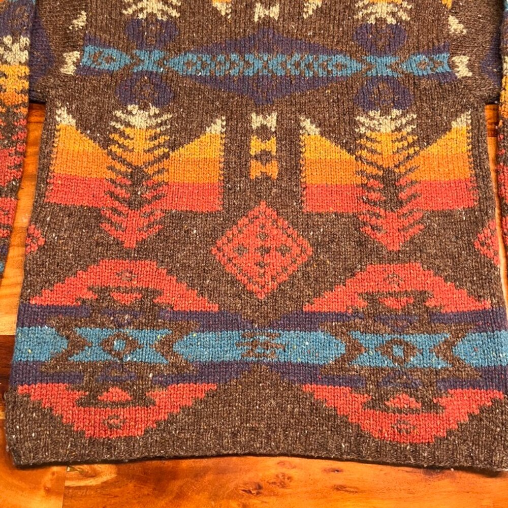 Hand Knit LAUREN Ralph Lauren Wool Blend Southwest Indian Aztec Sweater LRG - Picture 4 of 15
